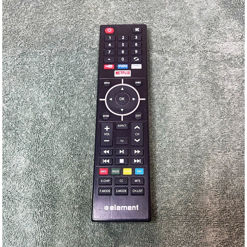 Element Wireless TV Remote Control Black Netflix YouTube VUDU Pandora Buttons